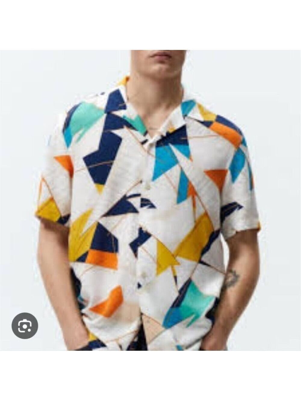 ZARA | Geo Print Shirt Short Sleeve Abstract Sz S